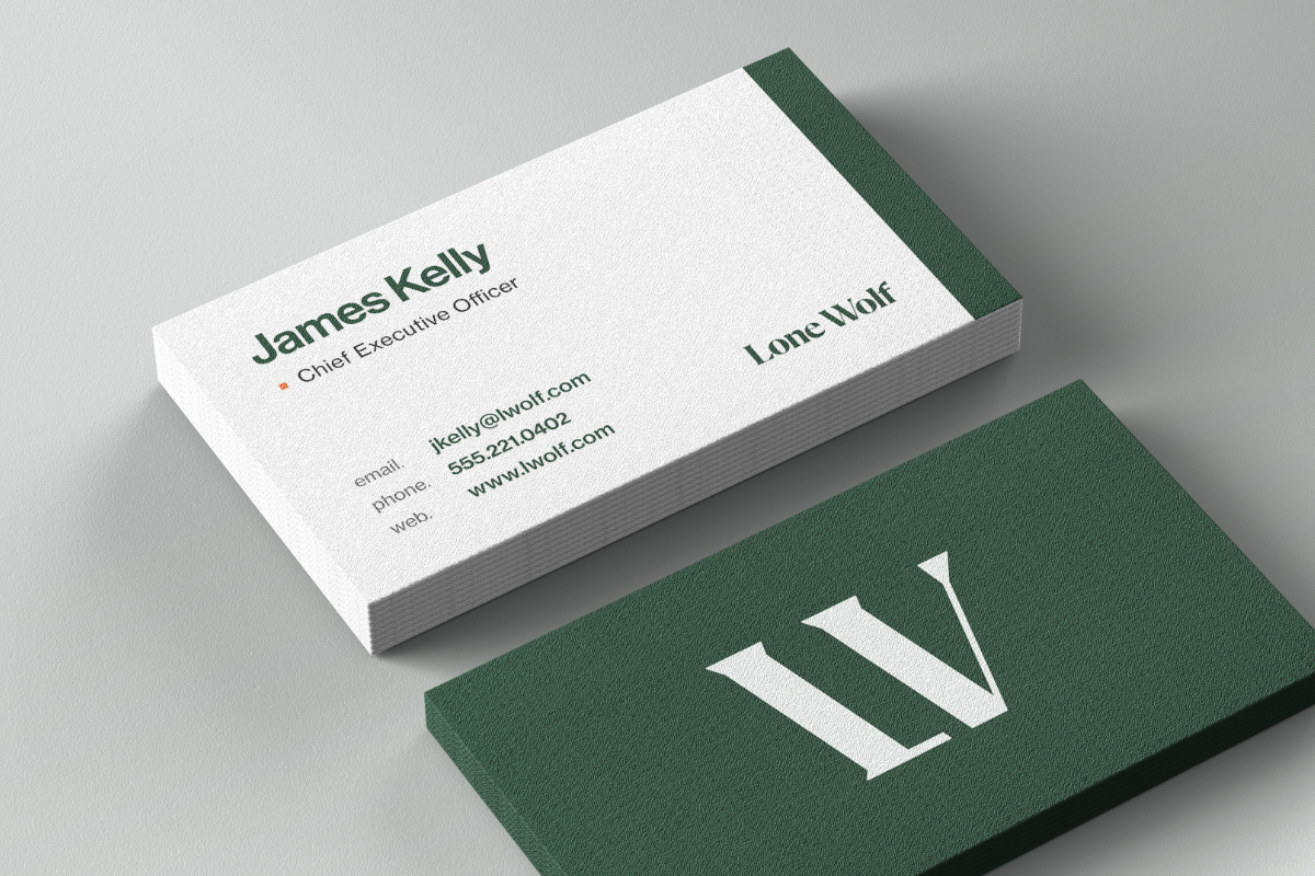 Lone Wolf Technologies business cards mockup